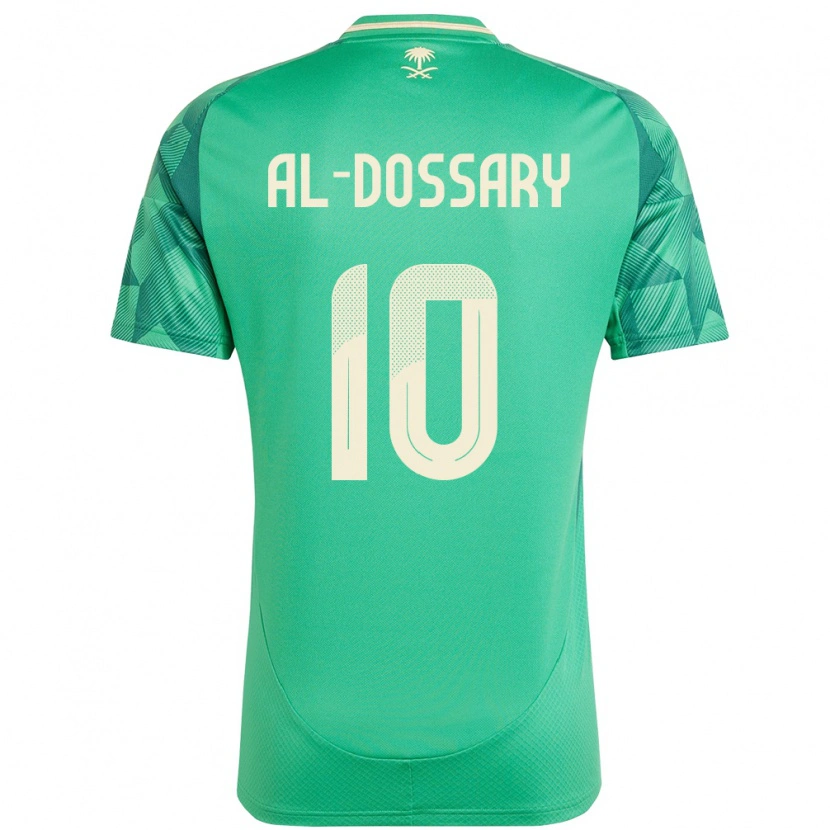 Danxen Børn Saudi-Arabien Abdullah Al-Dossary #10 Grøn Hjemmebane Spillertrøjer 24-26 Trøje T-Shirt