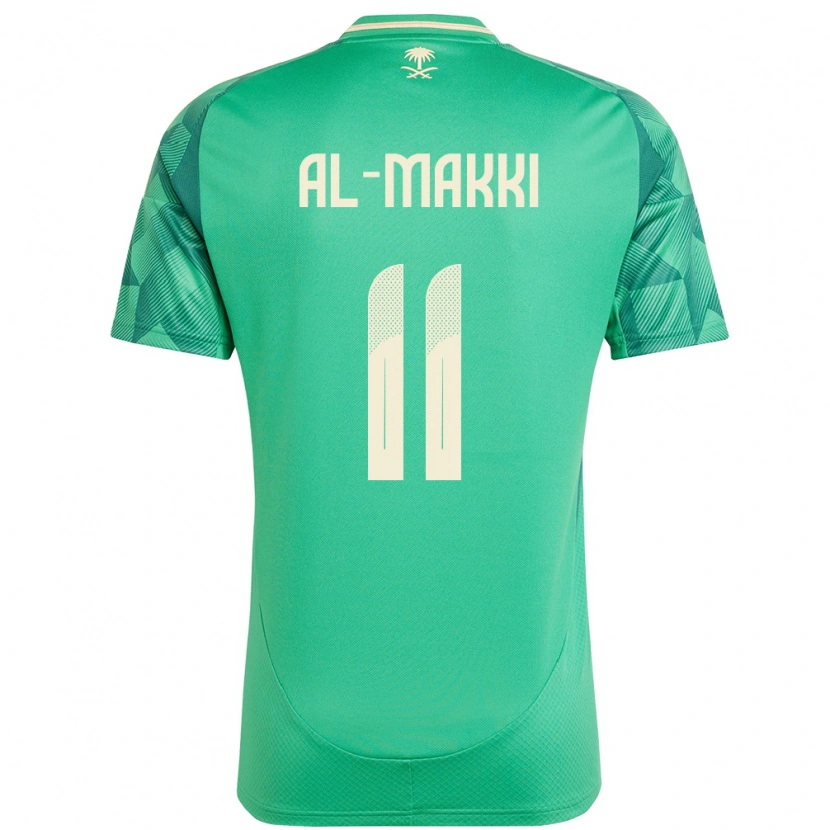 Danxen Børn Saudi-Arabien Ali Al-Makki #11 Grøn Hjemmebane Spillertrøjer 24-26 Trøje T-Shirt