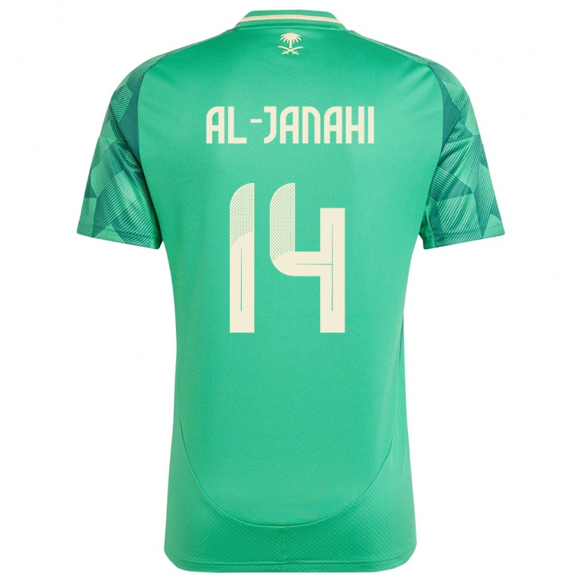 Danxen Børn Saudi-Arabien Nawaf Al-Janahi #14 Grøn Hjemmebane Spillertrøjer 24-26 Trøje T-Shirt