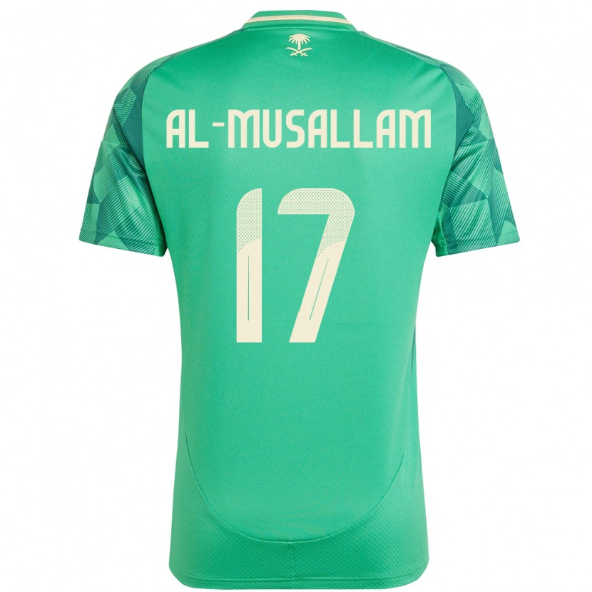 Danxen Børn Saudi-Arabien Hassan Al-Musallam #17 Grøn Hjemmebane Spillertrøjer 24-26 Trøje T-Shirt