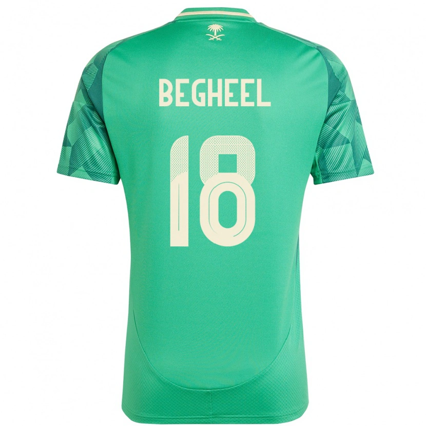 Danxen Børn Saudi-Arabien Qasem Begheel #18 Grøn Hjemmebane Spillertrøjer 24-26 Trøje T-Shirt