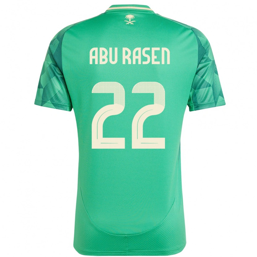 Danxen Børn Saudi-Arabien Ahmad Abu Rasen #22 Grøn Hjemmebane Spillertrøjer 24-26 Trøje T-Shirt