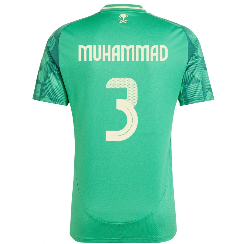 Danxen Børn Saudi-Arabien Lin Muhammad #3 Grøn Hjemmebane Spillertrøjer 24-26 Trøje T-Shirt