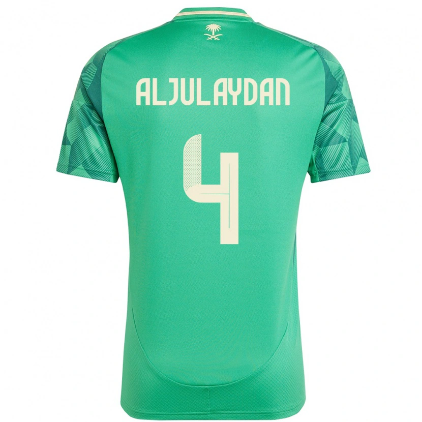 Danxen Børn Saudi-Arabien Ahmed Aljulaydan #4 Grøn Hjemmebane Spillertrøjer 24-26 Trøje T-Shirt