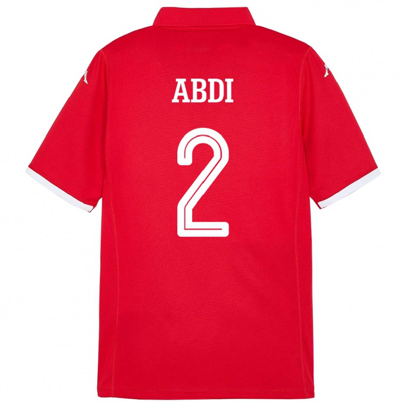 Danxen Børn Tunesien Ali Abdi #2 Rød Hjemmebane Spillertrøjer 24-26 Trøje T-Shirt