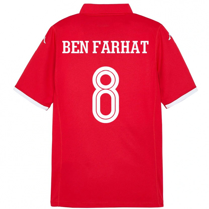 Danxen Børn Tunesien Louey Ben Farhat #8 Rød Hjemmebane Spillertrøjer 24-26 Trøje T-Shirt