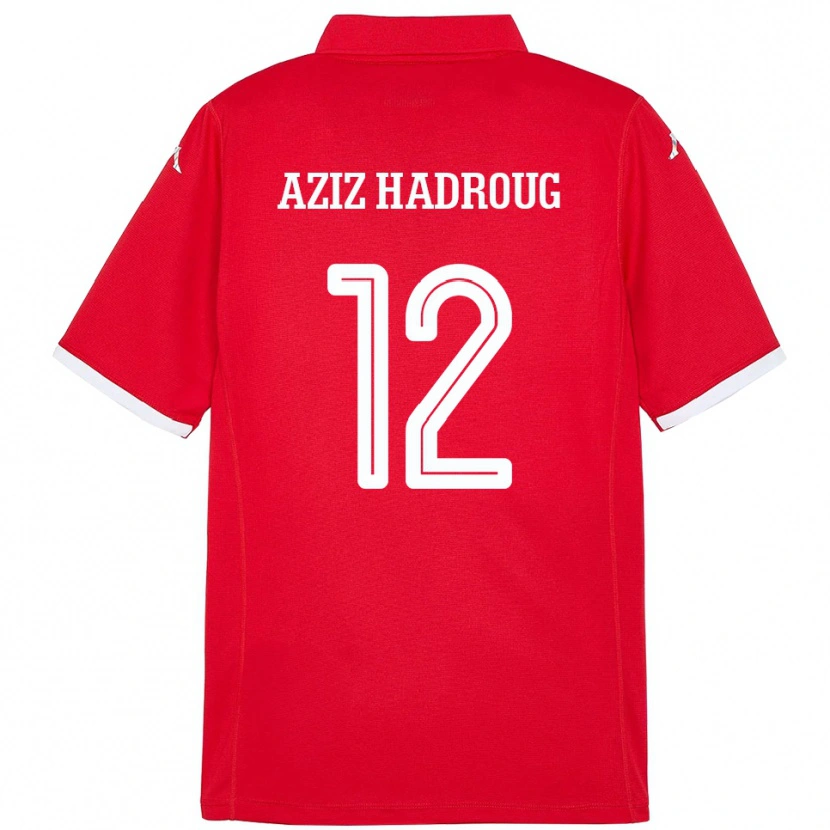 Danxen Børn Tunesien Mohamed Aziz Hadroug #12 Rød Hjemmebane Spillertrøjer 24-26 Trøje T-Shirt