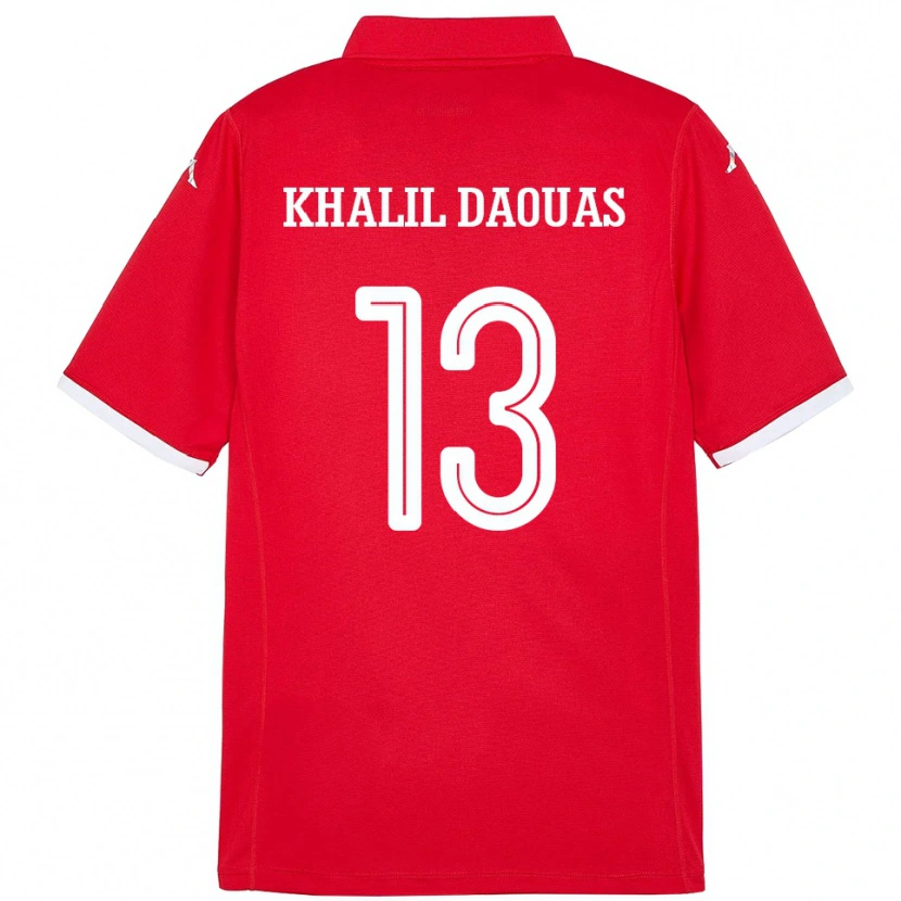 Danxen Børn Tunesien Mohamed Khalil Daouas #13 Rød Hjemmebane Spillertrøjer 24-26 Trøje T-Shirt