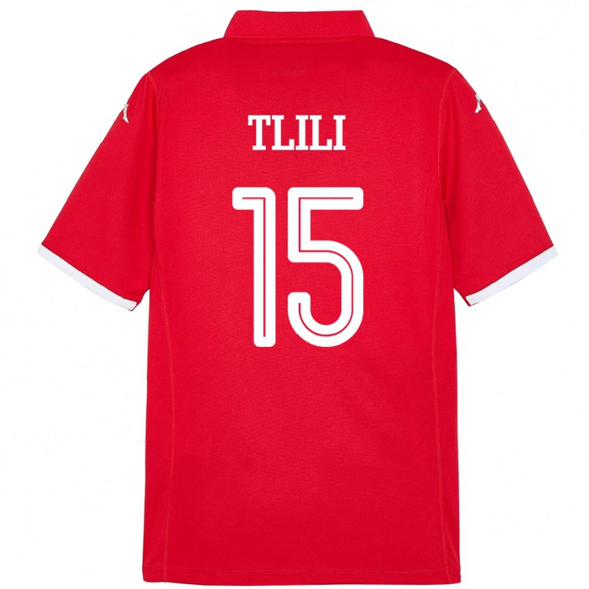 Danxen Børn Tunesien Mehdi Tlili #15 Rød Hjemmebane Spillertrøjer 24-26 Trøje T-Shirt