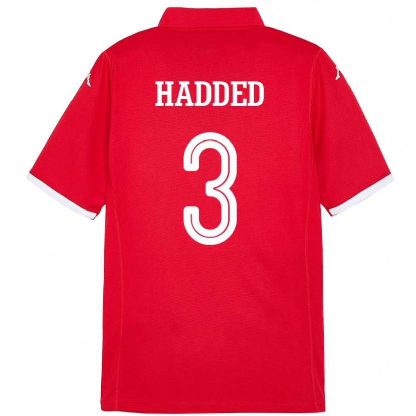 Danxen Børn Tunesien Rayen Hadded #3 Rød Hjemmebane Spillertrøjer 24-26 Trøje T-Shirt