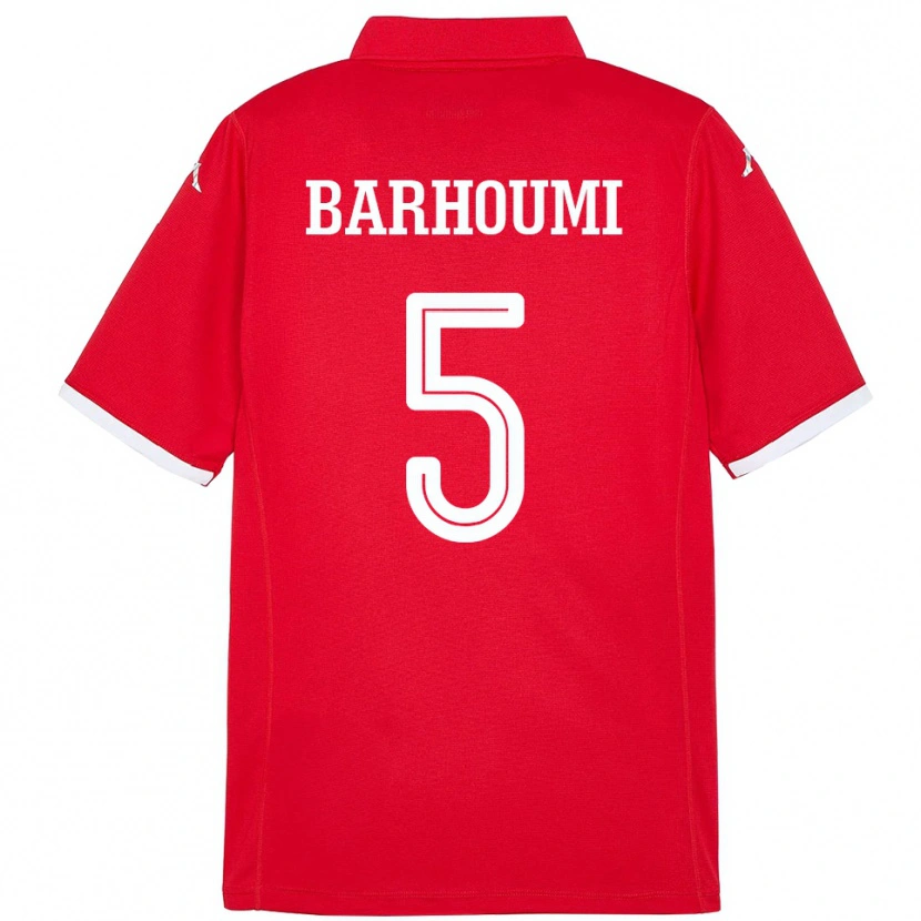 Danxen Børn Tunesien Jasmina Barhoumi #5 Rød Hjemmebane Spillertrøjer 24-26 Trøje T-Shirt