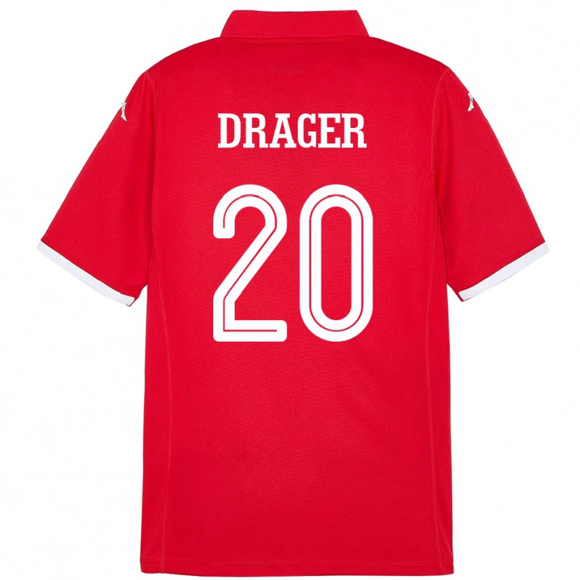 Danxen Børn Tunesien Mohamed Drager #20 Rød Hjemmebane Spillertrøjer 24-26 Trøje T-Shirt