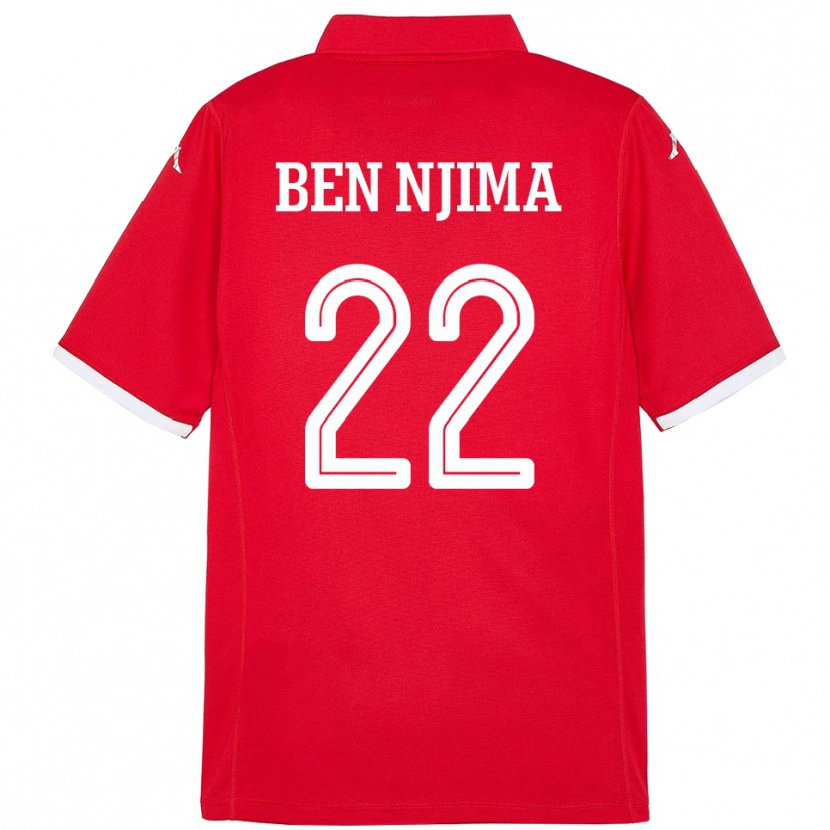 Danxen Børn Tunesien Firas Ben Njima #22 Rød Hjemmebane Spillertrøjer 24-26 Trøje T-Shirt