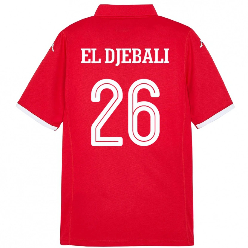 Danxen Børn Tunesien Chaim El Djebali #26 Rød Hjemmebane Spillertrøjer 24-26 Trøje T-Shirt