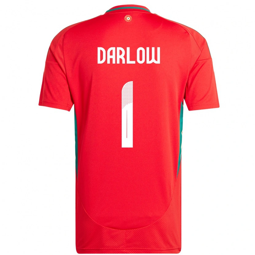 Danxen Børn Wales Karl Darlow #1 Rød Hjemmebane Spillertrøjer 24-26 Trøje T-Shirt