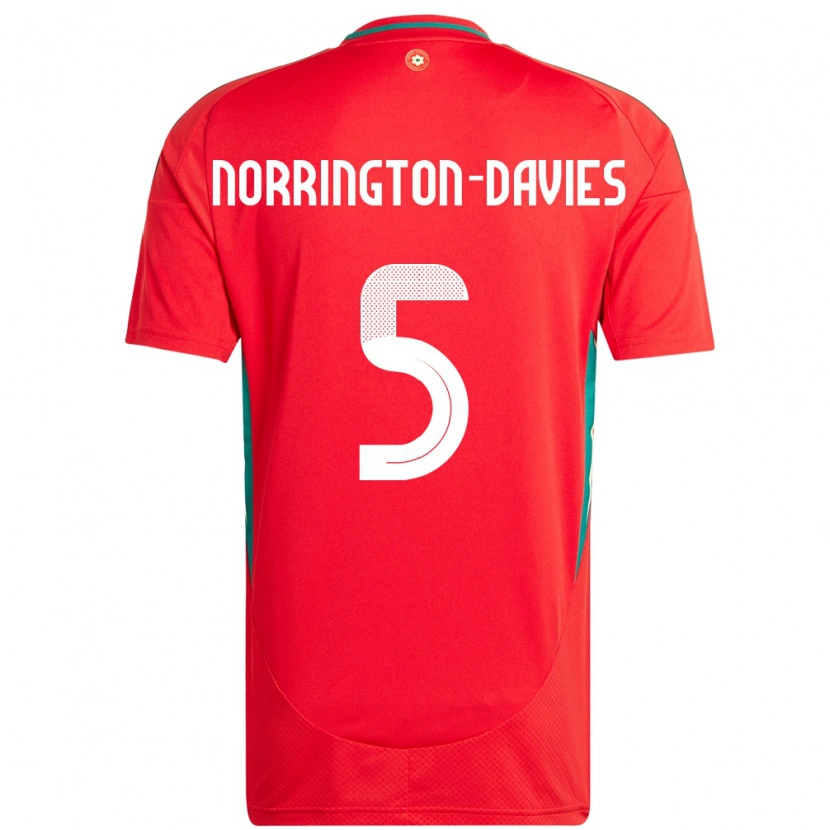 Danxen Børn Wales Rhys Norrington-Davies #5 Rød Hjemmebane Spillertrøjer 24-26 Trøje T-Shirt