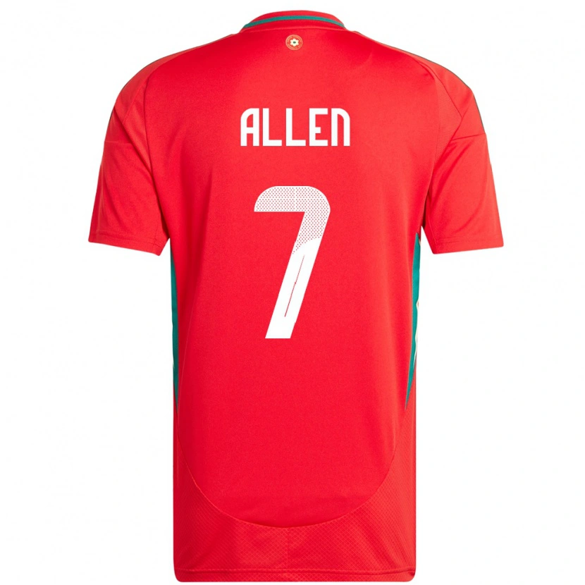 Danxen Børn Wales Joe Allen #7 Rød Hjemmebane Spillertrøjer 24-26 Trøje T-Shirt