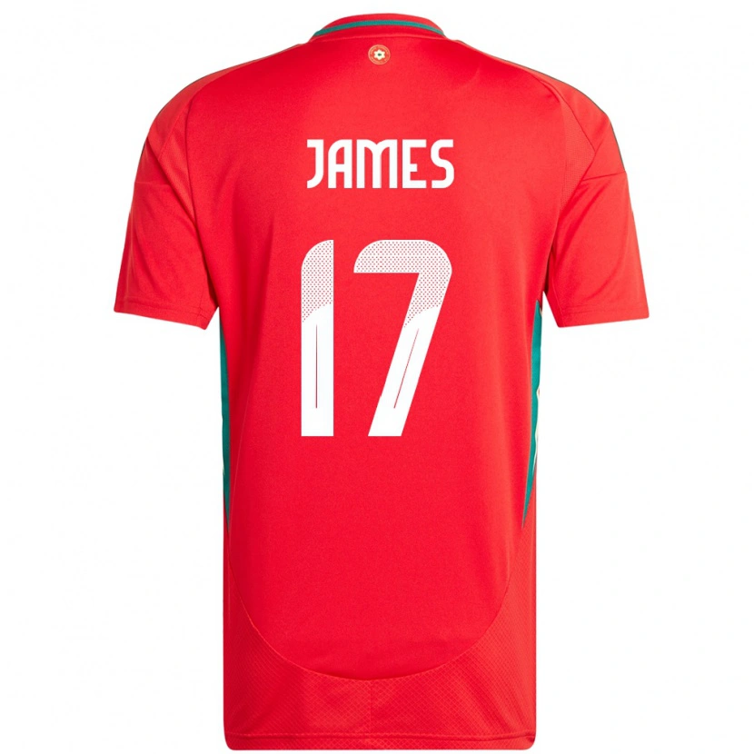 Danxen Børn Wales Jordan James #17 Rød Hjemmebane Spillertrøjer 24-26 Trøje T-Shirt