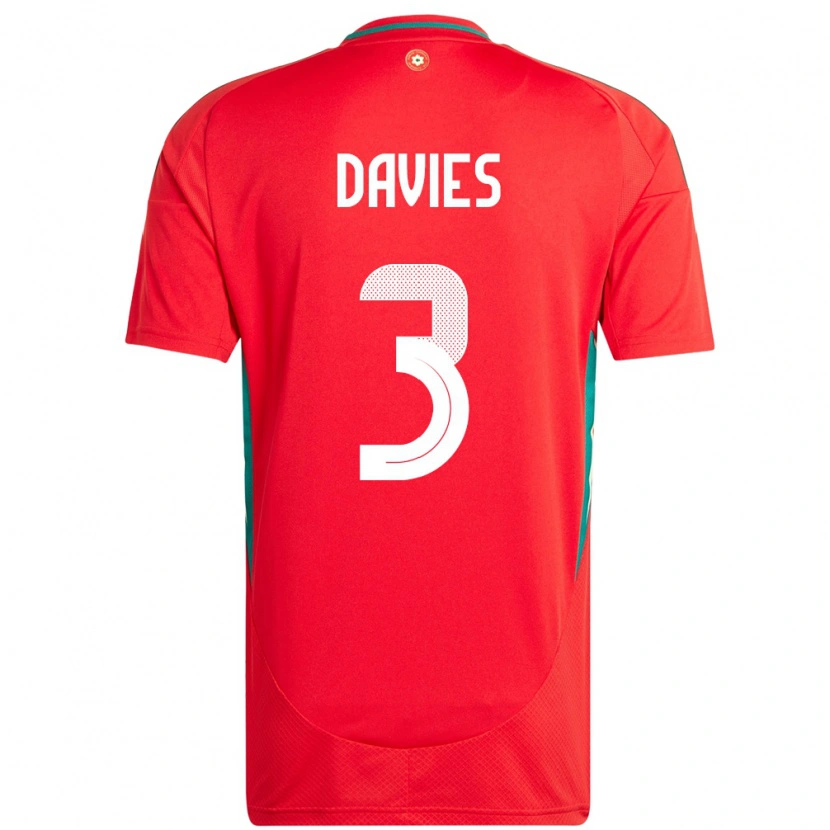 Danxen Børn Wales Mael Davies #3 Rød Hjemmebane Spillertrøjer 24-26 Trøje T-Shirt