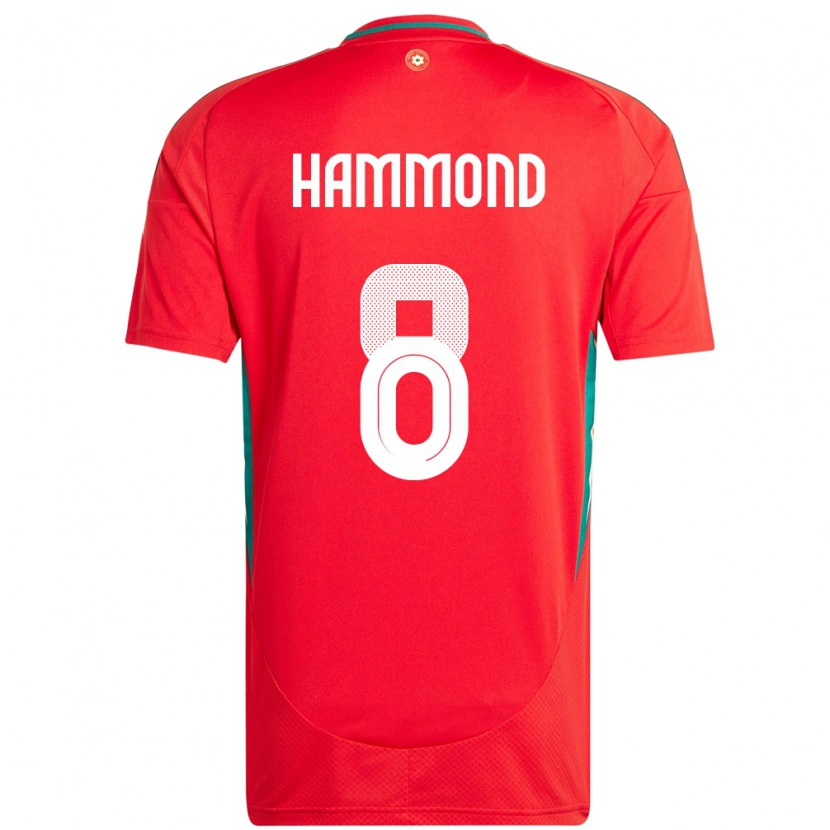 Danxen Børn Wales Oliver Hammond #8 Rød Hjemmebane Spillertrøjer 24-26 Trøje T-Shirt