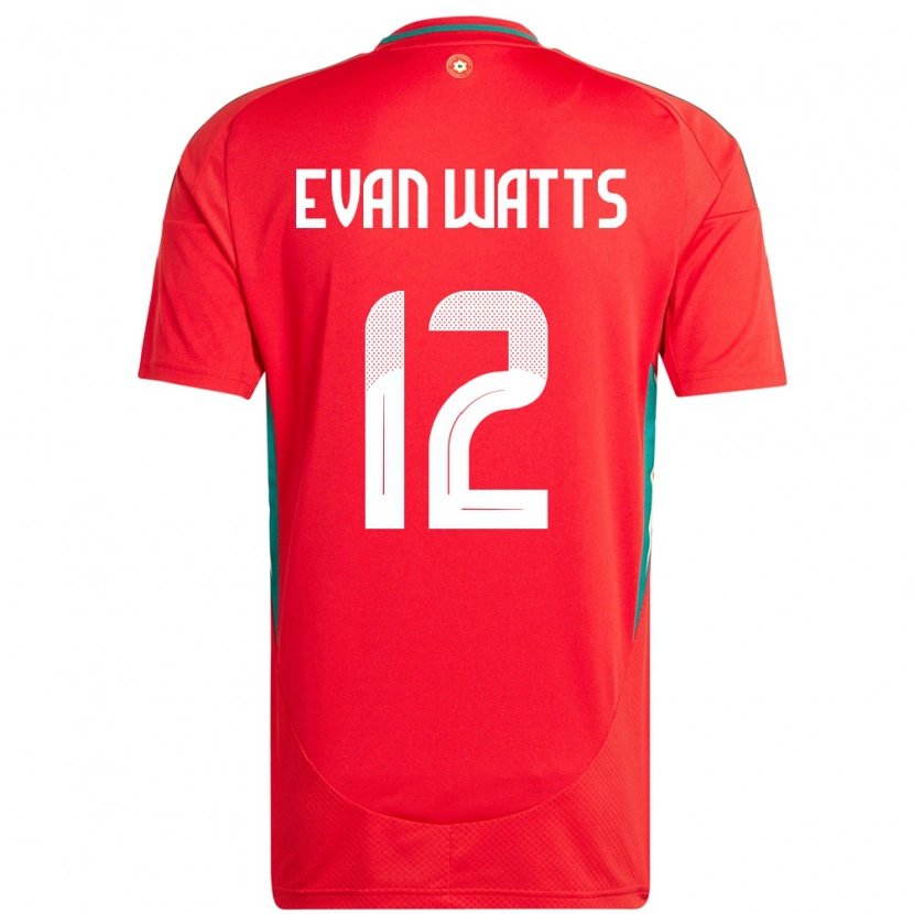 Danxen Børn Wales Evan Watts #12 Rød Hjemmebane Spillertrøjer 24-26 Trøje T-Shirt