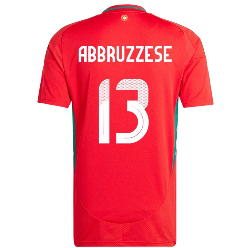 Danxen Børn Wales Rhys Abbruzzese #13 Rød Hjemmebane Spillertrøjer 24-26 Trøje T-Shirt