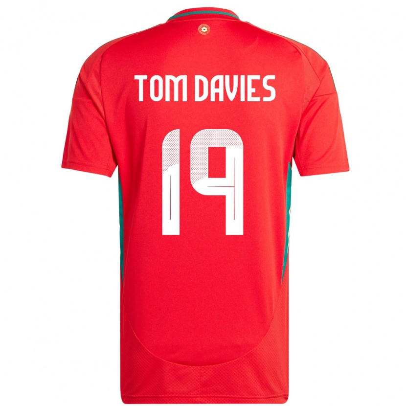 Danxen Børn Wales Tom Davies #19 Rød Hjemmebane Spillertrøjer 24-26 Trøje T-Shirt