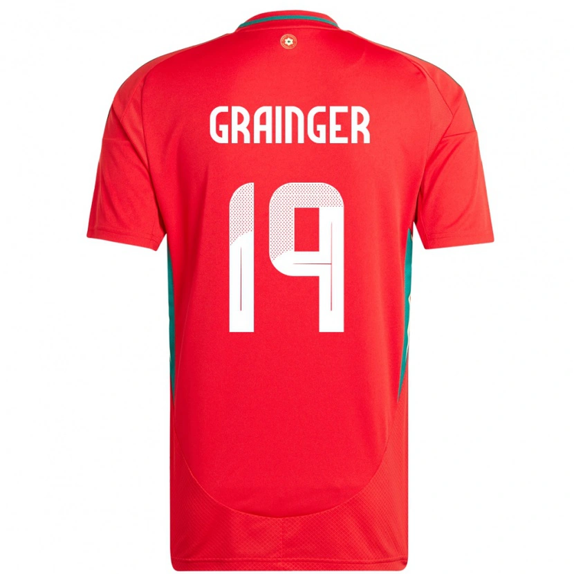 Danxen Børn Wales William Grainger #19 Rød Hjemmebane Spillertrøjer 24-26 Trøje T-Shirt