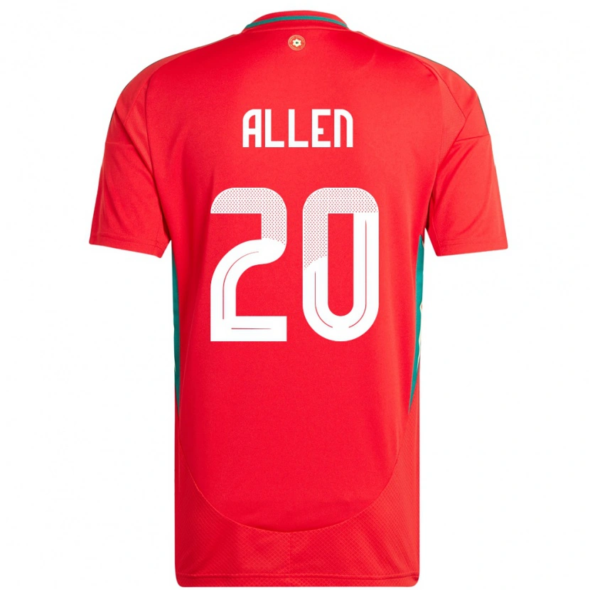 Danxen Børn Wales Cruz Allen #20 Rød Hjemmebane Spillertrøjer 24-26 Trøje T-Shirt