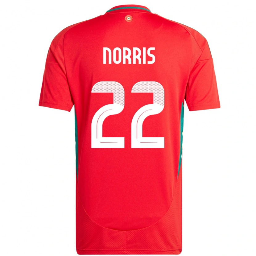 Danxen Børn Wales Jacob Norris #22 Rød Hjemmebane Spillertrøjer 24-26 Trøje T-Shirt