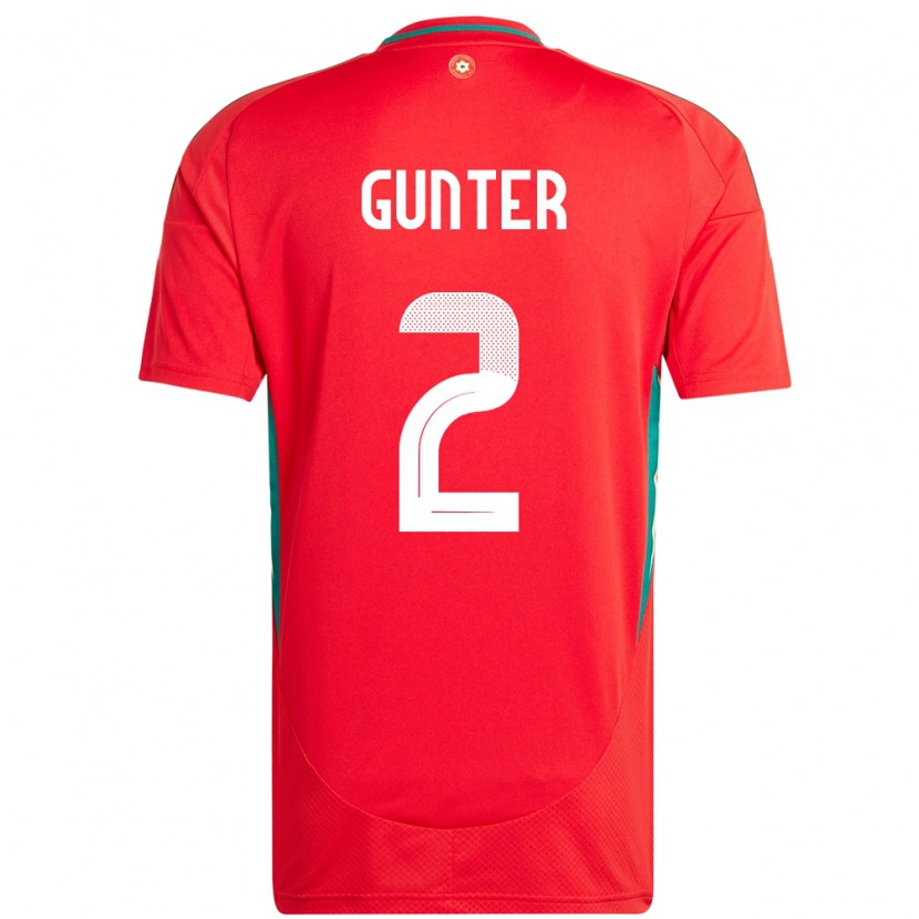 Danxen Børn Wales Chris Gunter #2 Rød Hjemmebane Spillertrøjer 24-26 Trøje T-Shirt