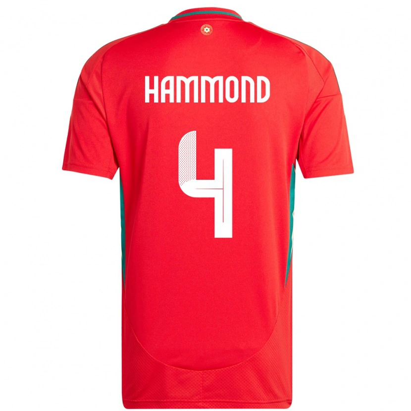 Danxen Børn Wales Ben Hammond #4 Rød Hjemmebane Spillertrøjer 24-26 Trøje T-Shirt