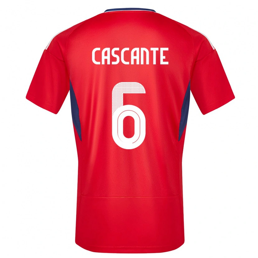 Danxen Børn Costa Rica Julio Cascante #6 Rød Hjemmebane Spillertrøjer 24-26 Trøje T-Shirt