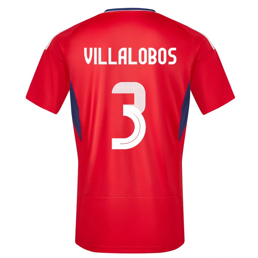 Danxen Børn Costa Rica Guillermo Villalobos #3 Rød Hjemmebane Spillertrøjer 24-26 Trøje T-Shirt