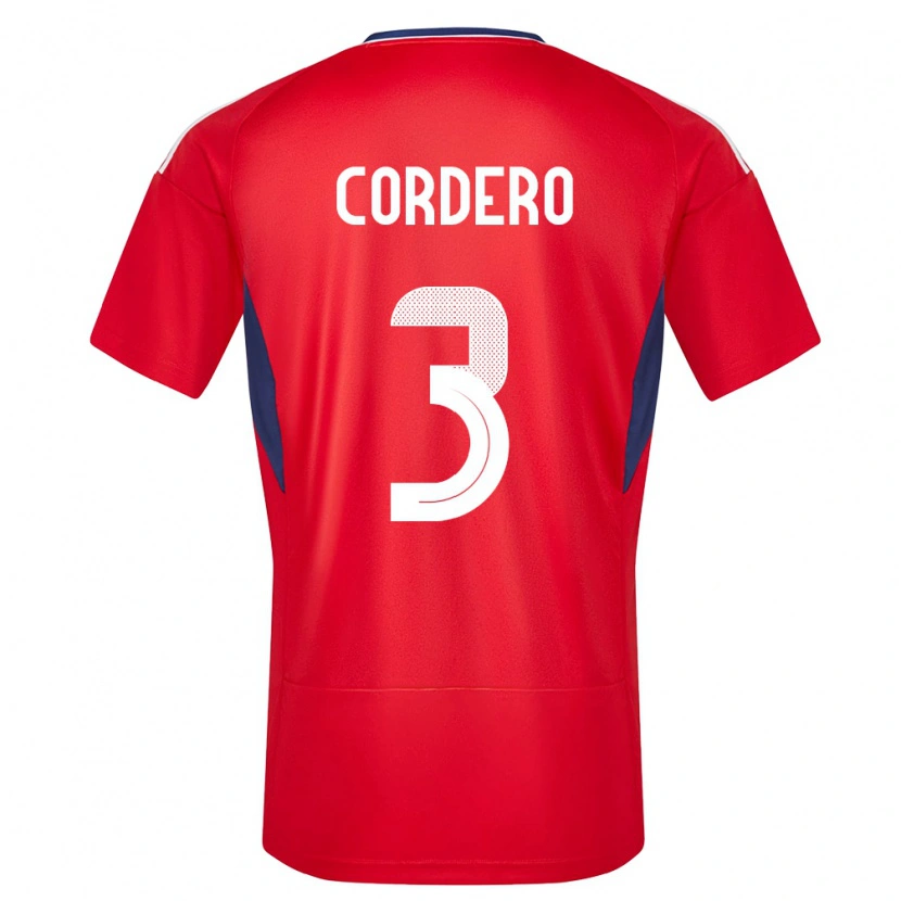 Danxen Børn Costa Rica Thiago Cordero #3 Rød Hjemmebane Spillertrøjer 24-26 Trøje T-Shirt