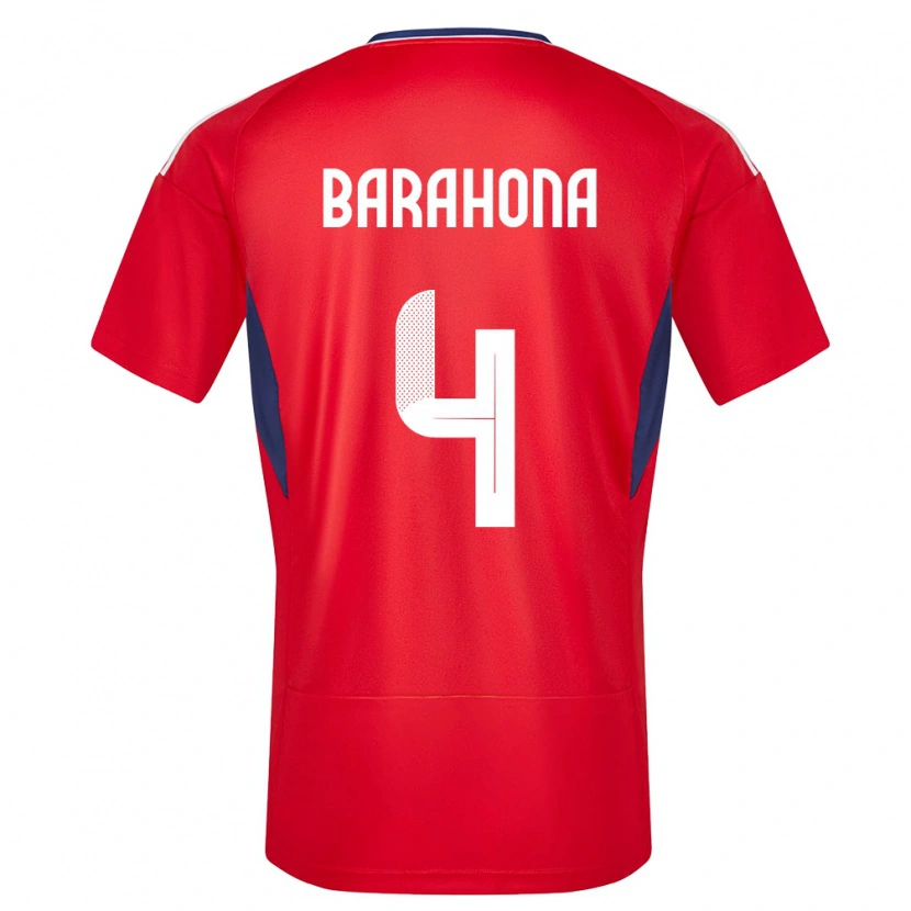 Danxen Børn Costa Rica Carlos Barahona #4 Rød Hjemmebane Spillertrøjer 24-26 Trøje T-Shirt