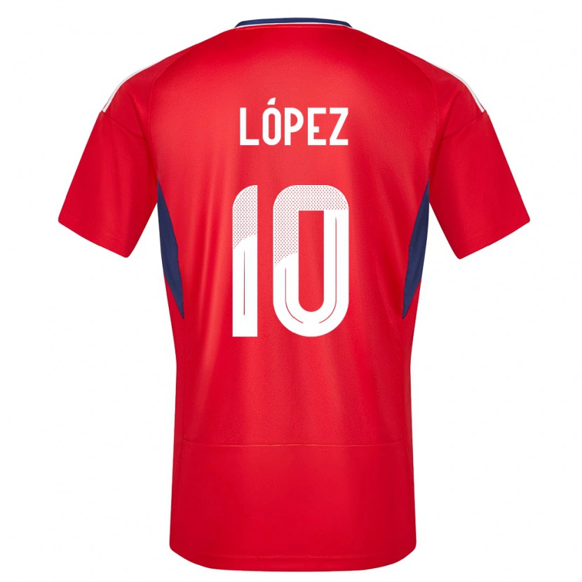 Danxen Børn Costa Rica Sebastián López #10 Rød Hjemmebane Spillertrøjer 24-26 Trøje T-Shirt