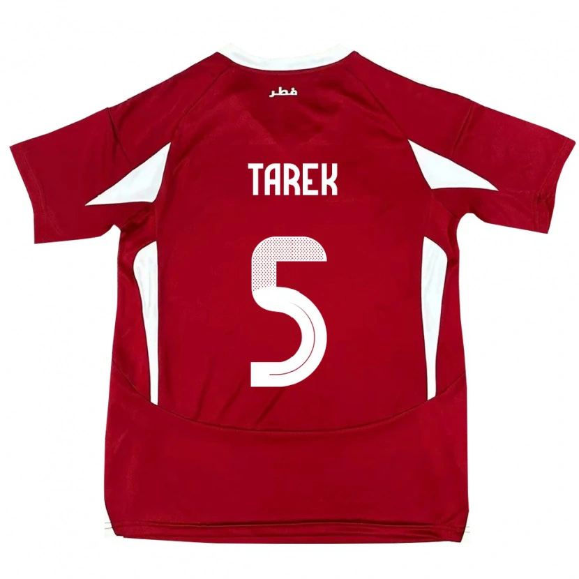 Danxen Børn Qatar Tarek Salman #5 Rød Hjemmebane Spillertrøjer 24-26 Trøje T-Shirt