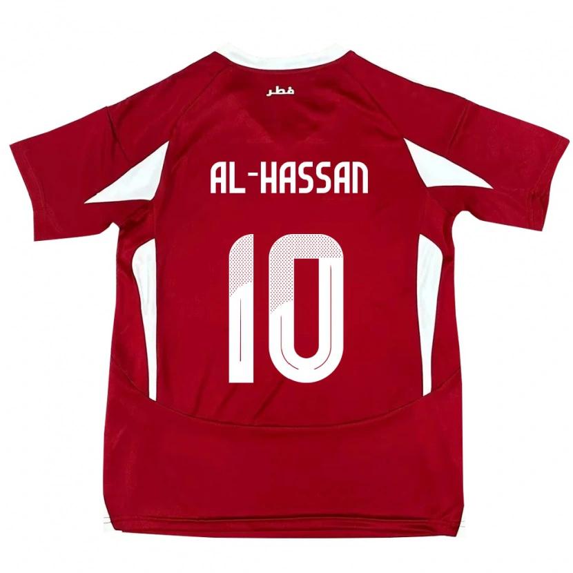 Danxen Børn Qatar Ibrahim Al-Hassan #10 Rød Hjemmebane Spillertrøjer 24-26 Trøje T-Shirt