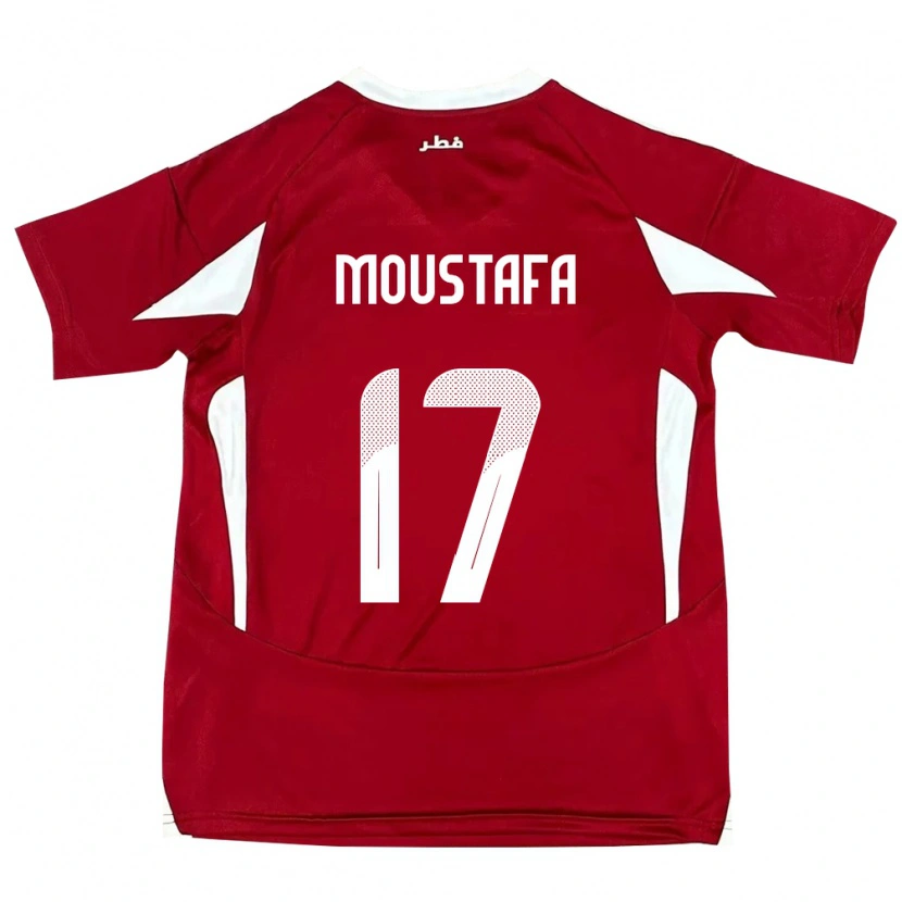 Danxen Børn Qatar Abdelrahman Moustafa #17 Rød Hjemmebane Spillertrøjer 24-26 Trøje T-Shirt