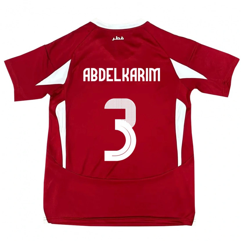 Danxen Børn Qatar Abdelkarim Hassan #3 Rød Hjemmebane Spillertrøjer 24-26 Trøje T-Shirt