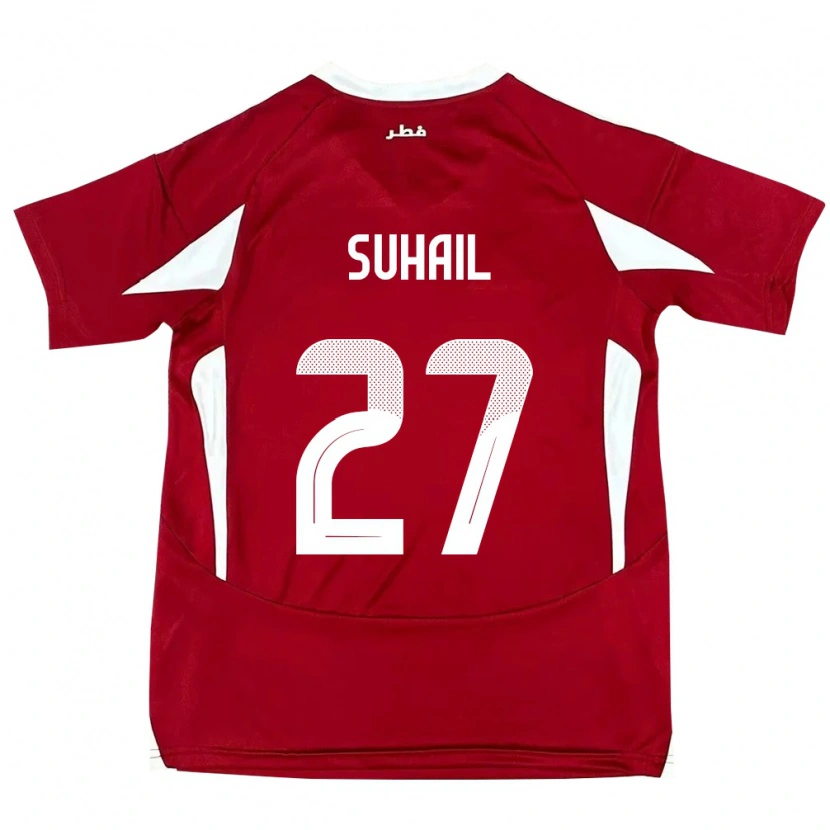 Danxen Børn Qatar Ahmed Suhail #27 Rød Hjemmebane Spillertrøjer 24-26 Trøje T-Shirt