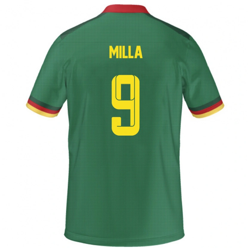 Danxen Børn Cameroun Kevin-Prince Milla #9 Grøn Hjemmebane Spillertrøjer 24-26 Trøje T-Shirt