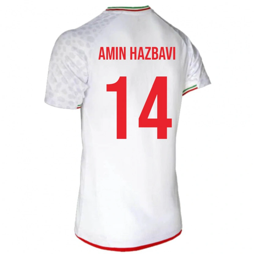 Danxen Børn Iran Mohammad Amin Hazbavi #14 Hvid Hjemmebane Spillertrøjer 24-26 Trøje T-Shirt