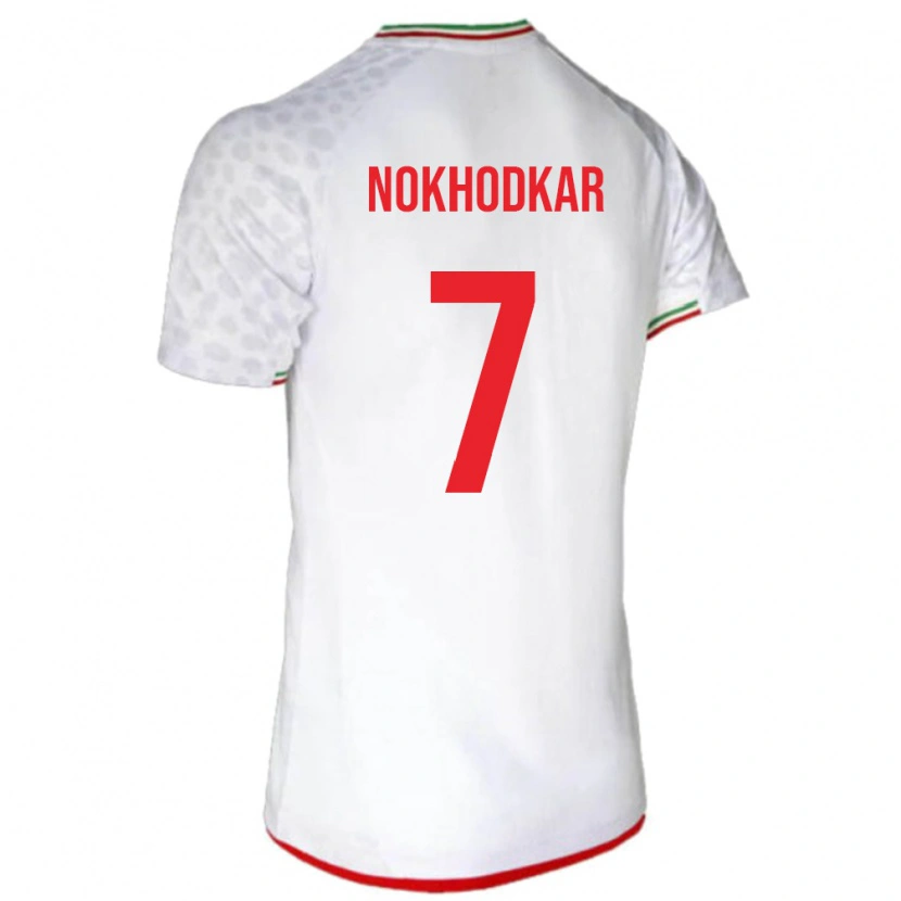 Danxen Børn Iran Hossein Nokhodkar #7 Hvid Hjemmebane Spillertrøjer 24-26 Trøje T-Shirt