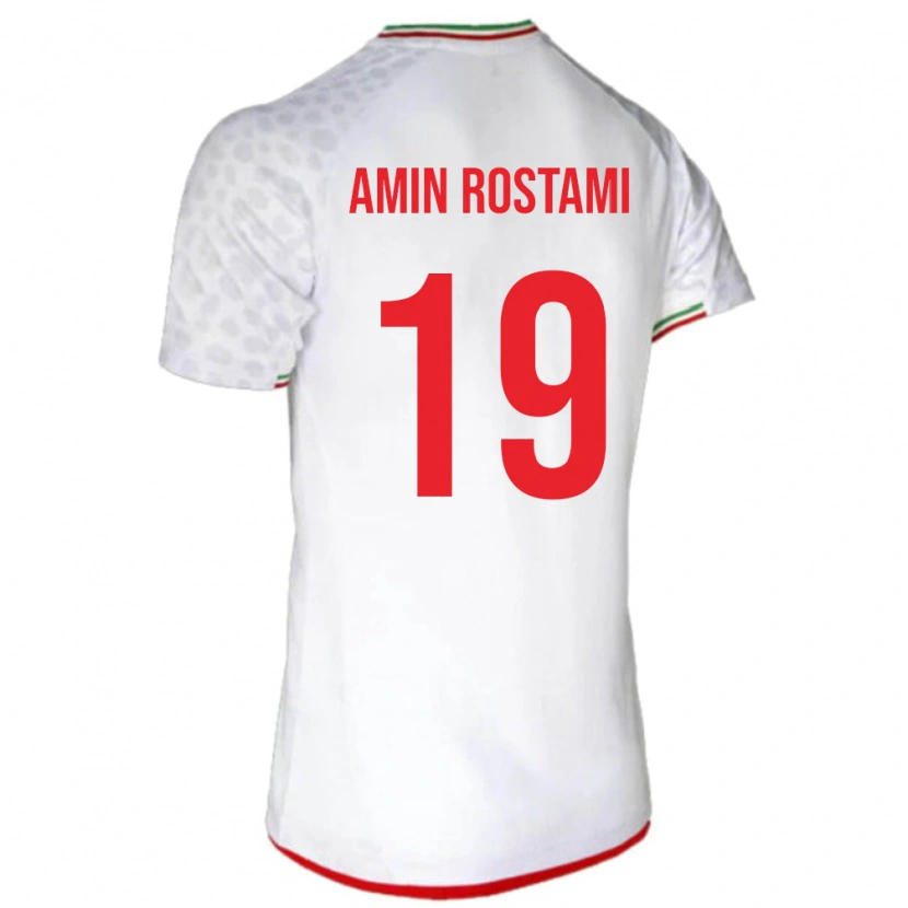 Danxen Børn Iran Mohammad Amin Rostami #19 Hvid Hjemmebane Spillertrøjer 24-26 Trøje T-Shirt