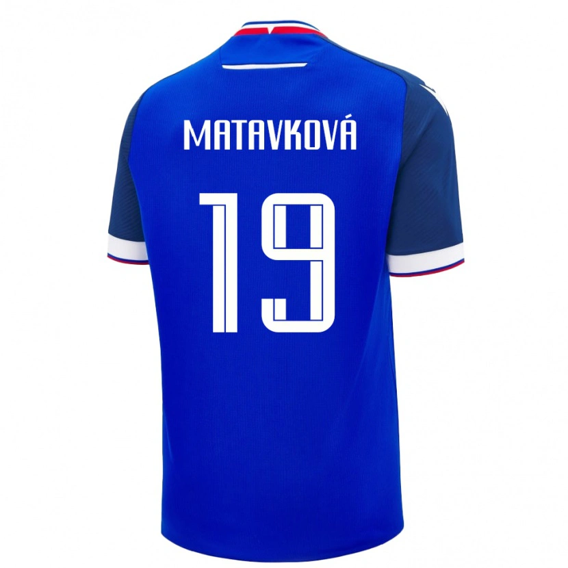 Danxen Børn Slovakiet Ľudmila Maťavková #19 Blå Hjemmebane Spillertrøjer 24-26 Trøje T-Shirt