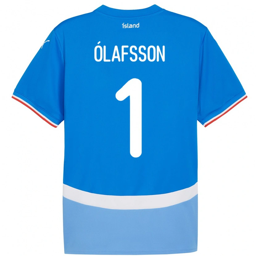 Danxen Børn Island Elías Ólafsson #1 Blå Hjemmebane Spillertrøjer 24-26 Trøje T-Shirt