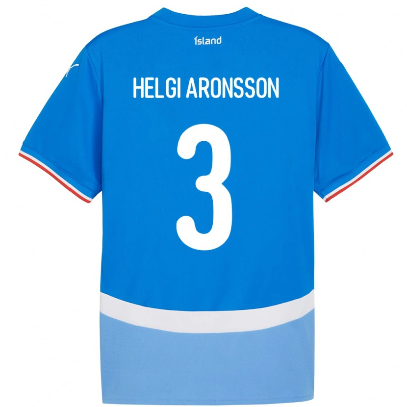 Danxen Børn Island Davíd Helgi Aronsson #3 Blå Hjemmebane Spillertrøjer 24-26 Trøje T-Shirt