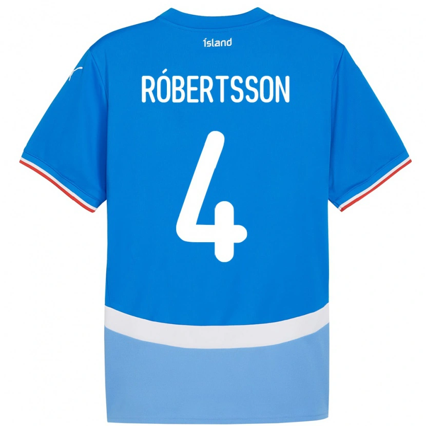 Danxen Børn Island Logi Hrafn Róbertsson #4 Blå Hjemmebane Spillertrøjer 24-26 Trøje T-Shirt